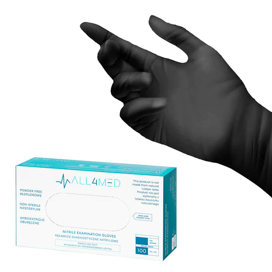 All4med disposable diagnostic nitrile gloves black 100 pieces