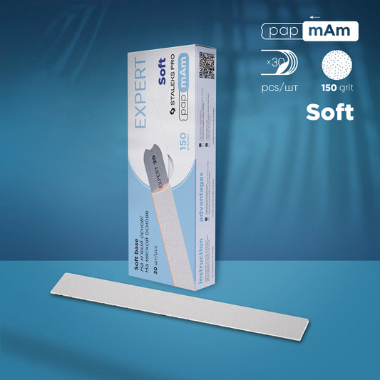 White disposable papmAm files for straight nail file (soft base) Staleks Pro Expert 20, 150 grit (25 pcs)