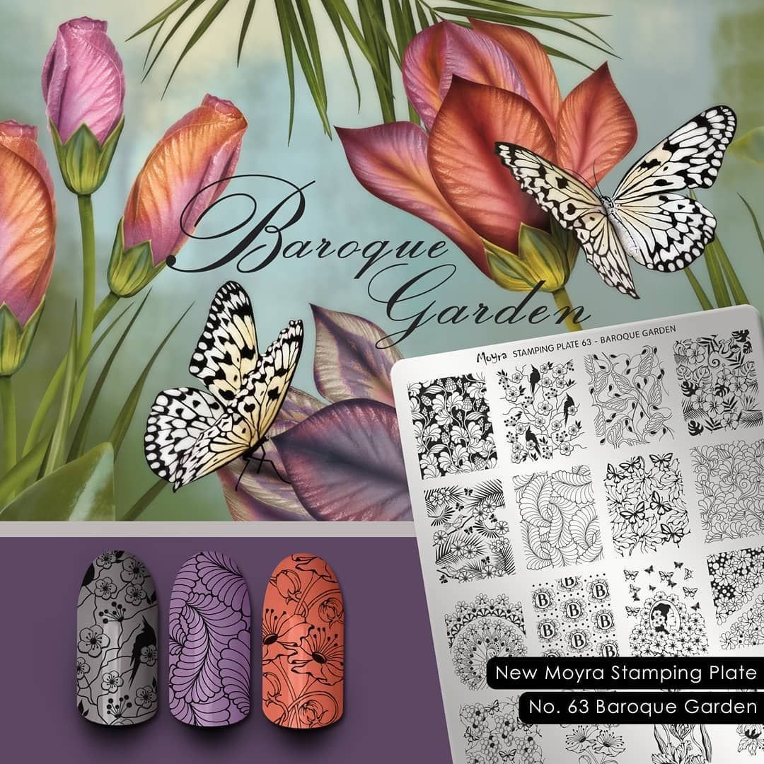 Moyra Stamping Plate 63 BAROQUE GARDEN