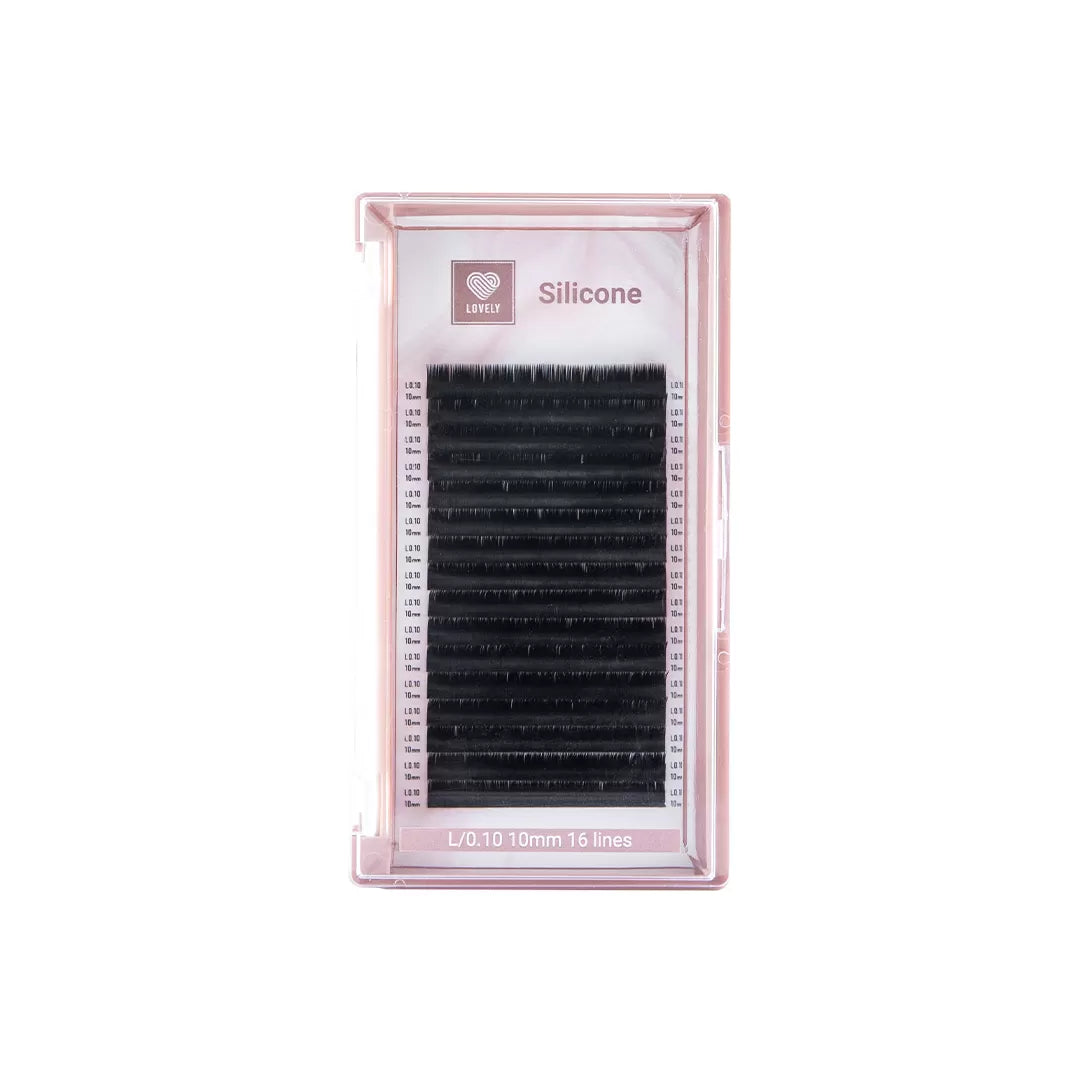 Eyelash extensions "Silicone" - 16 lines Mix (pink tray) (С 0.07 5-13 mm)