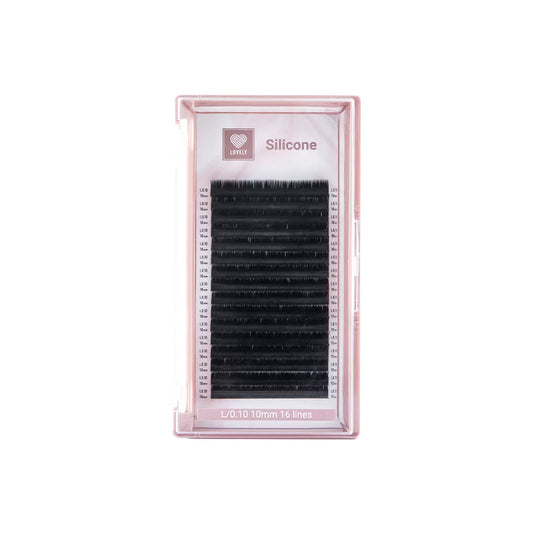 Eyelash extensions "Silicone" - 16 lines (pink tray) (С 0.10 08 mm)