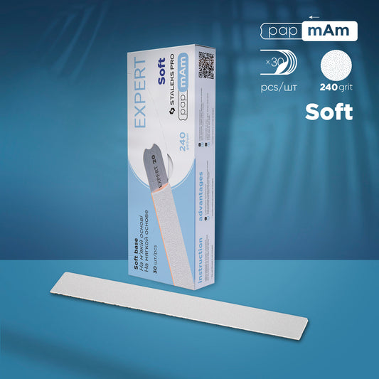 White disposable papmAm files for straight nail file (soft base) Staleks Pro Expert 20, 240 grit (25pcs)